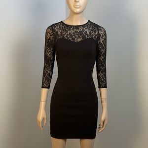Guess Black Lace Long Sleeve Dress